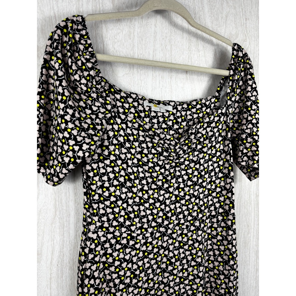 Boden Sweetheart Dot Midi Dress 6 Black White Yellow Floral Boho - Picture 6 of 8
